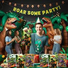 10/20/50 piezas Bolsas de fiesta con diseño de dinosaurio y camión monstruo, adecuadas para fiestas de cumpleaños con temática de dinosaurios y camiones monstruo, suministros de fiesta de cumpleaños con asas - Dinosaurios populares - Ver 2
