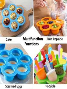 Juegos de moldes versátiles para paletas, moldes de 7 agujeros, moldes de helado de colores, moldes creativos para polos, utensilios de cocina - Multicolor - Ver 6