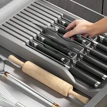 1件装多功能厨房收纳架，沥水刀架，储物架，分隔架，塑料刀架 - 彩色 - 查看 1