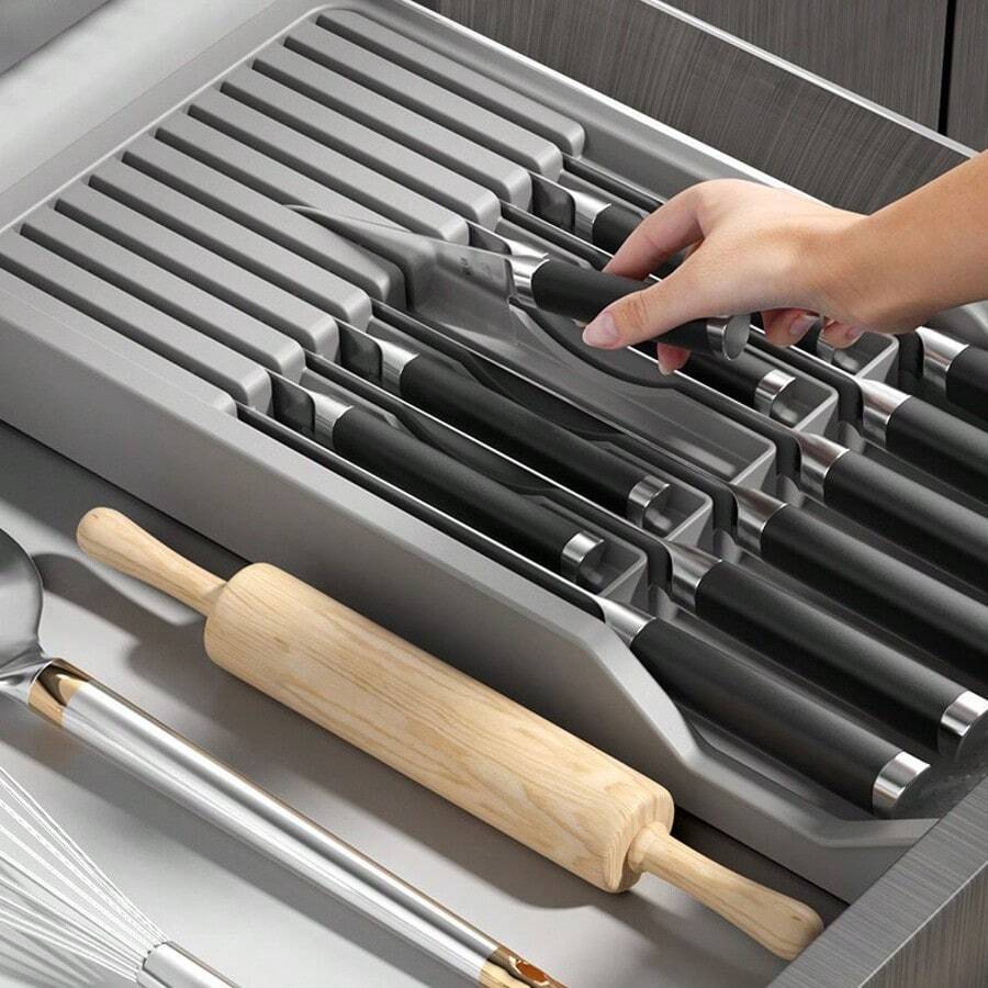 1件装多功能厨房收纳架，沥水刀架，储物架，分隔架，塑料刀架 - 彩色 - 查看 1