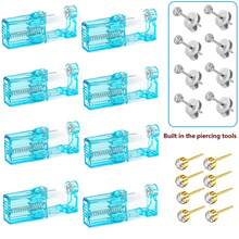 1 Set Kit de perforación de orejas, Pistola de perforación de orejas desechable, Incluye aretes de circonita cúbica de estrella de 5 mm, Kit de perforación de orejas DIY para mujeres - Blanco - Ver 16