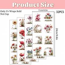 32pcs/Set Spring Dreamy Floral UV-DTF Transfer Sticker Set | High Quality, Scratch-Resistant, Easy To Use On Cups, Bottles, Laptops And Crafts | Creative Floral Patterns, Long-Lasting Adhesive, Home Decor, Hobby - Multicolor - View 10