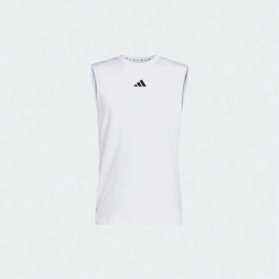 Adidas 男士 D4T PRIMELIFT 背心,吸湿排汗修身针织力量训练运动背心,健身服饰 KD0376 - 白色 - 查看 1