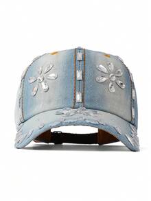 1pc Women's Adjustable Rhinestone Baseball Cap, Fashionable Versatile Peaked Hat, Unisex - Baseball Cap - View 3