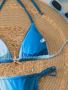 Bộ bikini nữ thời trang mới, kiểu dáng thường ngày, gợi cảm, thanh lịch, cao cấp, phối màu ombre xanh dương và trắng, gồm 3 mảnh, thích hợp cho đi biển, hẹn hò, dự tiệc vào mùa xuân/hè. - Nhiều màu - Xem 6