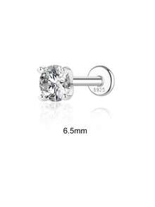 1件 925純銀莫桑石鼻釘（2-7mm）平背低過敏多尺寸穿刺飾品 鼻環耳釘 男女適用 日常配戴 - 銀色 - 查看 16