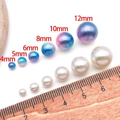 100/200pcs Undrilled Pearl Beads No Holes White Pearl Beads 4/5/6/8/10/12mm Mini Bead Vase Filler Faux Pearls For Wedding Nail Table Scatter Birthday Party Home Decor Jewelry Making