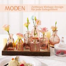 24 Knospe Vase Glas Set als Hochzeit Mittelstücke für Tische, klare Vintage Vasen für Blumen, kleine Blumenvasen geeignet für tischdeko Geburtstag Party, Hochzeit,-Dusche (24, Gold) JDME - Rosa - Übersicht 4