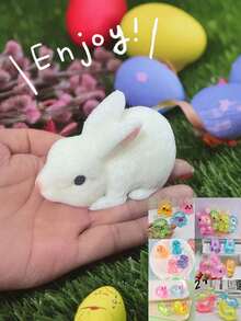 1/6个装 柔软可爱兔子挤压玩具，减压玩具，触觉玩具，办公旅行减压玩具，适合儿童、青少年和成人，逼真动物玩具，儿童礼物，儿童玩具，女孩玩具，男孩玩具，感官玩具，儿童派对礼物，课堂奖励，复活节礼物，圣诞节礼物，派对礼品袋填充物，生日派对礼物，派对游戏，趣味礼物 - 彩色 - 查看 11