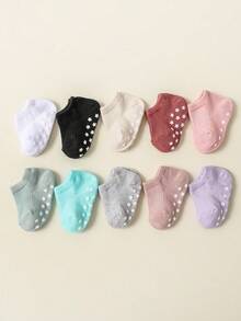 10 Pairs Kids' Breathable Casual Boat Socks & Toddlers' Anti-Slip Short Socks - Multicolor - View 4