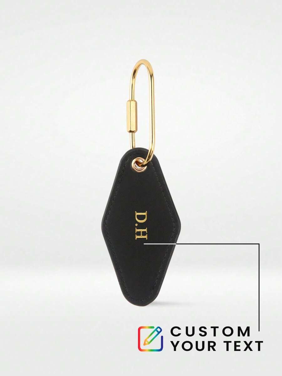 1 pieza Llavero personalizado con letra dorada, llavero de cuero vegano con diamante, regalo de moda y viaje para amigos y familiares - Multicolor - Ver 1