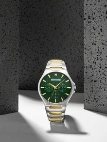 1 chiếc đồng hồ nam công sở dây thép không gỉ, kiểu dáng casual, máy quartz, thích hợp đeo hàng ngày và làm quà tặng. - Một cỡ - Xem 8