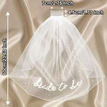 Bridal Veil, Bridal Party Accessories, Bridal Shower Decorations, Engagement Bride Gift - Pure White - View 10