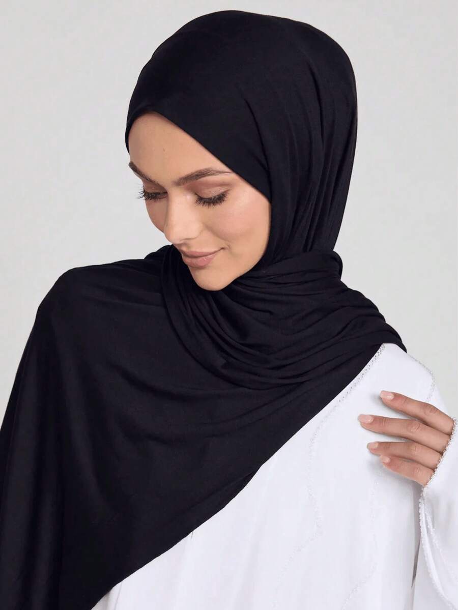 Women Hijab Elegant And Soft Solid Color Scarf, Comfortable Versatile Headband Everyday Wear Dress - Brown - View 1