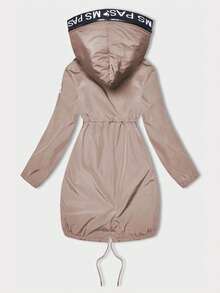 Thin women's jacket with decorative piping, Hooded jacket Non-detachable hood Zippered Decorative knitted panel along the jacket Drawstring at the waist Elasticated sleeves 2 pockets with snap fasteners Mid-thigh length, casual, Spring/Autumn - 米色 - 查看 4