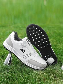 男士 2026 新款四季通用厚底低筒圓頭旋鈕式專業高爾夫鞋 戶外運動舒適訓練鞋 PU 皮革 大尺碼 46 號運動鞋 - 白色 - 查看 17
