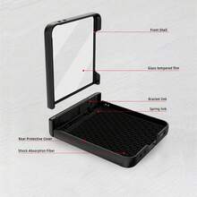 VIETAO 格纹百叶窗隐藏式支架，带钢化玻璃屏幕保护膜的手机壳，兼容三星 Galaxy Z Flip 7 6 Flip6 手机壳 - 深紫色 - 查看 8