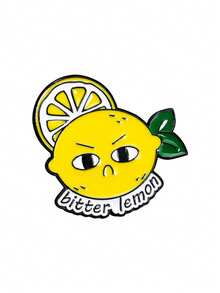 1/4PCS Cute Cartoon Little Lemon Letter Enamel Pin, Angry Unhappy Lemon Dripping Oil Badge, Fashion Alloy Brooch For Bags Clothing - Multicolor - View 8