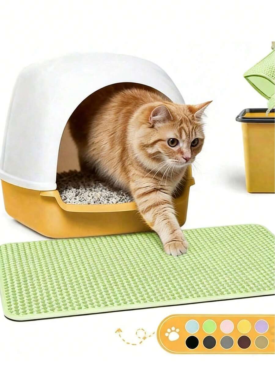 Thảm lót khay vệ sinh chống thấm nước tiểu hai lớp. Thiết kế dạng tổ ong hai lớp giúp bạn thu gom chất thải. Bạn chỉ cần nhấc thảm lên, toàn bộ chất thải sẽ rơi xuống, sau đó đổ lại vào khay vệ sinh để . - màu xanh lá - Xem 1