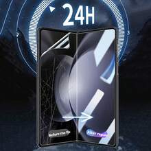 RQVQJ [2+2 Packs] 2 Pst HD Full Coverage Front Hydrogel Film Inner Screen Protector Compatible With Samsung Galaxy Z 7 6 5 4 3 2 Anti-Fingerprints, Scratch Resistant Phone Screen Protective Film Waterproof Shockproof Anti-Fall Anti-Fall - Clear - View 4