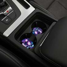 2 piezas Portavasos de coche antideslizantes con estampado de calavera, accesorios de coche minimalistas - A - Ver 3