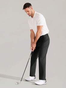 MASKERT Pantalones casuales deportivos para hombres, pantalones de negocios, pantalones de golf, pantalones de fitness, pantalones casuales deportivos para exteriores, amigables con la piel y cómodos - Negro - Ver 9