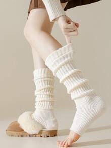 1 Pair Spring/Summer Thin Casual Fashion Daily Mesh Lace Trim Ballet Style Girl Mid-Calf Cream Lace Letter Leg Warmers - Multicolor - View 11