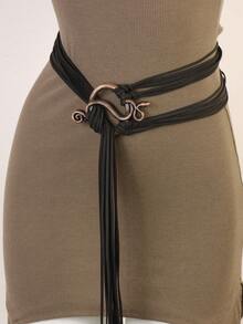 1PC Bohemian Snake Buckle Tassel Waist Belt - Perfect For Beach & Festival Outfits - A - View 5
