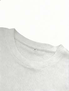 Plus Size Men's Ribbed Crew Neck Short Sleeve Casual T-Shirt, Easy To Wear, Perfect Gift For Friends - White - View 4