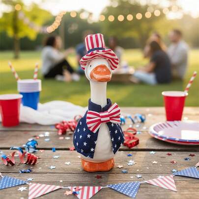 4th Of July Desk Goose Outfits For 7inch Goose, Cute Hat And Shirt/Dress, Patriotic Mini Goose Outfits