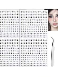 Stick On Fake Lip Stud Fake Nose Ring Hoop Fake Face Piercing Fake Nose Stud Fake Eyebrow Piercing Balls Silver Cool Punk Y2K Makeup For Halloween - Multicolor - View 17