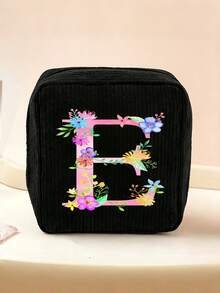 1 Stück Kordstoff minimalistische Reise-Make-up-Tasche, tragbare multifunktionale Aufbewahrungstasche, große Kapazität Damenhygiene-Tasche, neue verdickte Damenhygiene-Aufbewahrungstasche, Menstruationspads-Aufbewahrungstasche, geeignet für den täglichen Gebrauch, Urlaub, Aufbewahrung, Reisen, kann als Geburtstagsgeschenk, Weihnachtsgeschenk, Halloween-Geschenk, Muttertagsgeschenk für Familie, Mutter, Schwester, Freundin verwendet werden - Schwarz - Übersicht 8