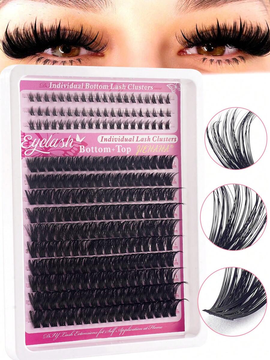 150D+Lower Eyelashes Lash Clusters Long 6-16mm Lash Spikes Lower Eyelashes D 210/190pcs Eyelash Clusters Volume Individual Lashes DIY Spiky Lash Extension Manga Cluster Eyelash Extensions Mink Strips Lashes Thick