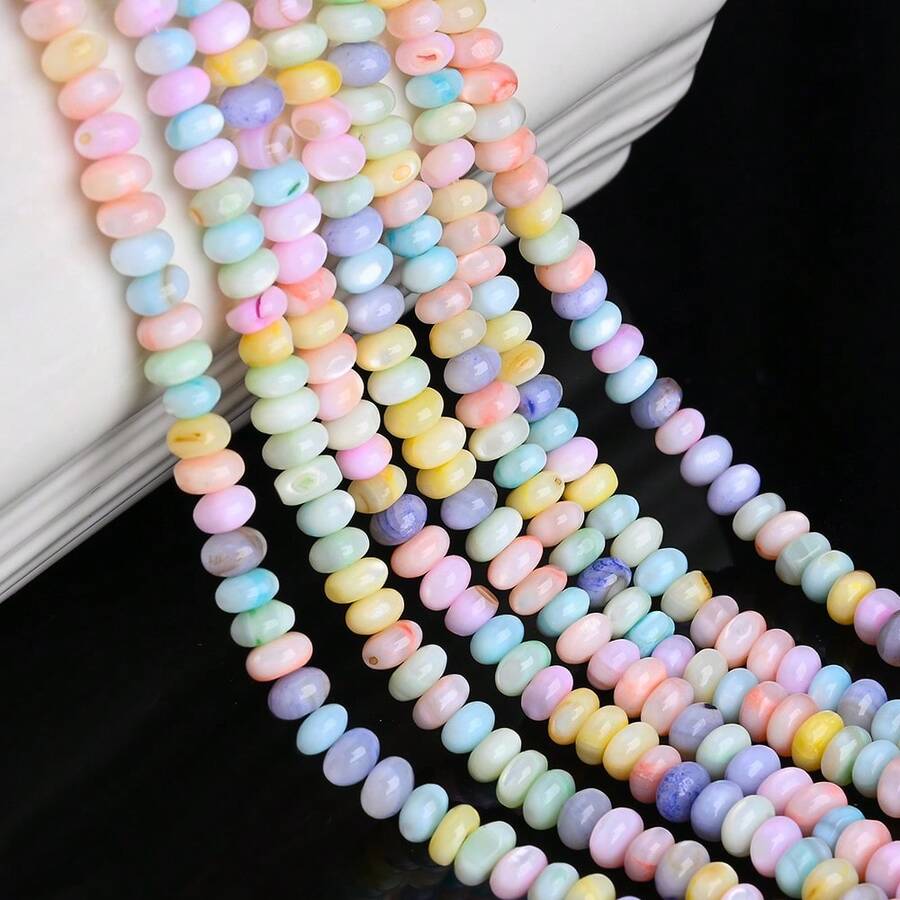 1串3x5毫米波西米亚算盘天然贝壳间隔珠，粉色优雅石珠，非常适合DIY珠宝制作手链、项链、耳环 - 貝殼 - 查看 1