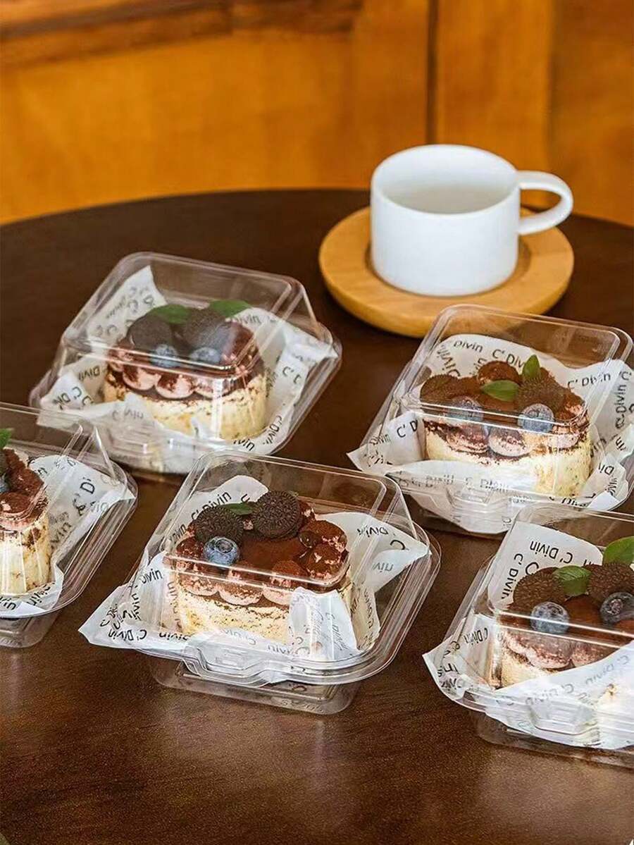 10/20/50个装透明包装盒，适用于汉堡、提拉米苏、奶油蛋糕、三明治、便当盒 - 透明 - 查看 1