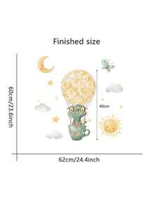 Autocolant de perete cu dinozauri verzi cu desene animate - decorațiune pentru camera copiilor, grădiniță și dormitor; plin de teme preistorice, fototapet colorat din material PVC, design autoadeziv, potrivit pentru decorul creșei și al sălii de clasă. - Autocolant de perete cu dinozaur verde cu desene animate - Vizualizare 6