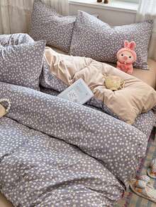 3件套100%涤纶简约碎花被套组，2个枕套+1个被套（不含床单） - 彩色 - 查看 4