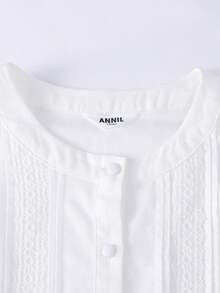 Annil [Đầm cotton lanh ngọt ngào và mát mẻ] Đầm chữ A mùa hè cho bé gái - Tươi mát, năng động, thoáng khí, thoải mái, ngọt ngào, nhẹ nhàng, dáng midi. - Trắng nhạt - Xem 4