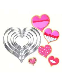 5 Pcs Heart Shape Smooth Curved Cookie Cutter Set Stainless Steel Cookie Cutter - Silver - View 13