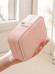 1个旅行双层首饰盒，PU皮革首饰收纳盒，按扣式首饰整理盒，首饰收藏盒，戒指盒，吊坠盒，耳环盒，项链盒 - 彩色 - 查看 9