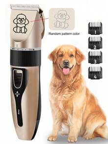可调节专业宠物毛发修剪器 | USB充电，静音宠物美容工具，配有4个可拆卸梳子（1.5-4毫米）和清洁刷 - 符合人体工程学的锂聚合物电池理发器，适用于所有犬种 - 彩色 - 查看 11