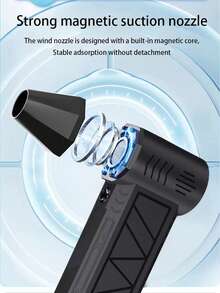 1pc Black Mini Turbine Jet Electric Portable Air Duster With LED Light, Battery Level Display, Handheld Cleaning Tool, Type-C Charging, 13000RPM, Suitable For Car, Computer, Keyboard, Pet Hair, Camping Fan, Snow Removal - A - View 7