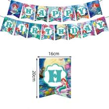 Mermaid Theme Party Tableware Set, Cartoon Birthday Party Tableware, Tablecloth, Napkins, Cups, Plates - Set - View 15
