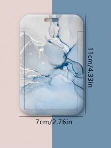 1 Pc Exquisite Marble Texture ID Card Holder With Metal Key Ring Plastic Sliding Card Holder Meal Card Bus Card Work Card Access Control Multi-Function Protective Cover - Marble-patterned Card Holder - View 3