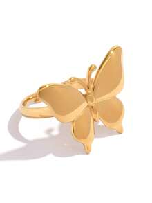 Frminee 2pcs/1pc Summer Butterfly 18k Gold Plated Stainless Steel Ring, Cute Insect Animal, Waterproof, Time For Daily Wear, Holiday Gift - Multicolor 2 - View 8