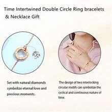 1件玫瑰金永恒双环交织经典手链项链套装，镶嵌小钻石 - 生日礼物、情人节礼物、周年纪念礼物、毕业礼物、母亲节礼物、父亲节礼物、感恩节礼物 - 玫瑰金 - 查看 5