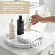 硅胶浴室梳妆台托盘，现代圆形装饰托盘，防水防碎化妆品香水收纳盒，加厚坚固，易于清洁的蜡烛托盘 - 彩色 - 查看 9