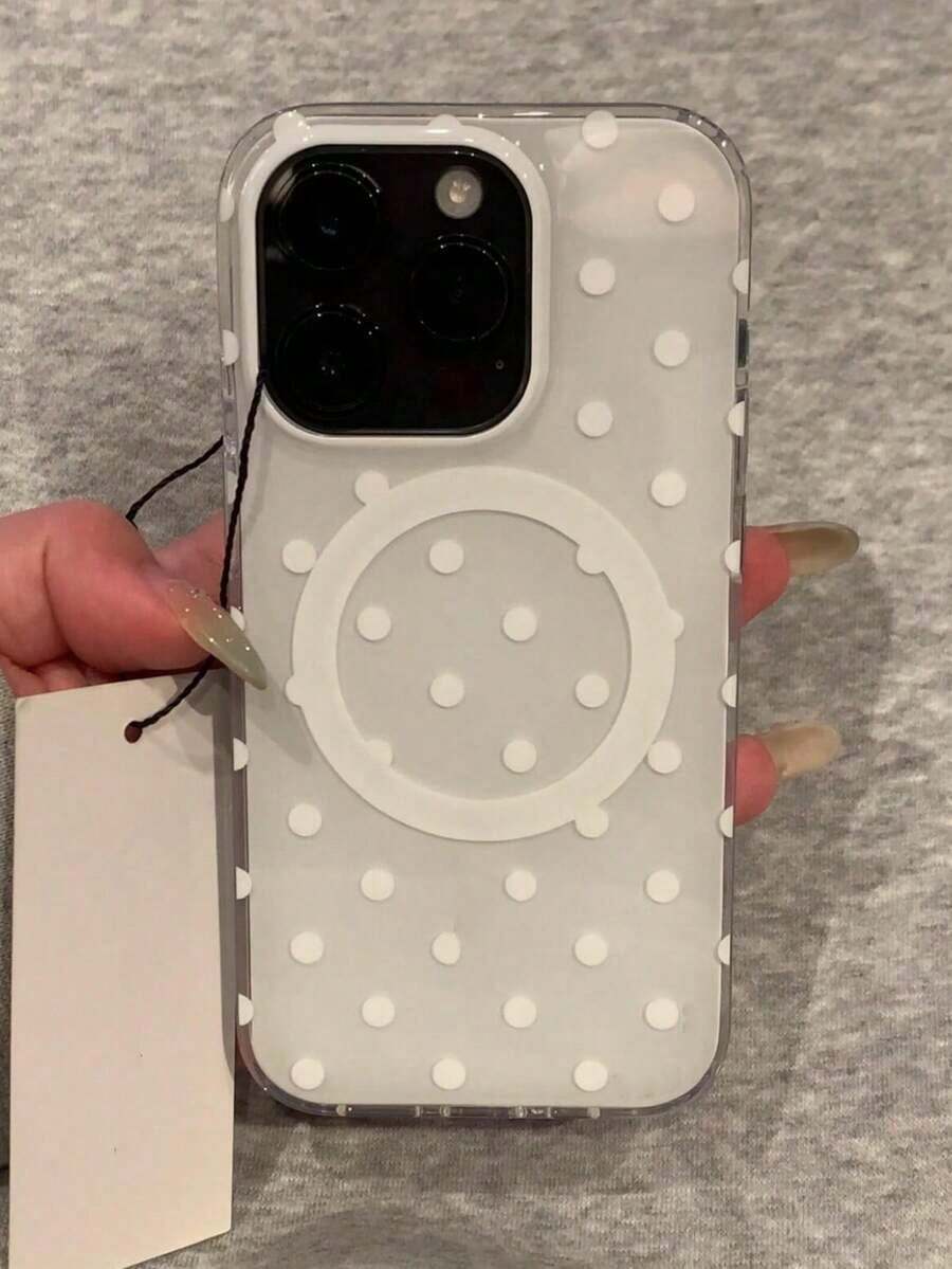 QY-Minimalist Polka Dot Soft Magnetic Wireless Charging Phone Case, Compatible With IPhone 17 Pro Max, 17 Pro, 17 Air, 17, 16, 15, 14, 13, 12, 11 Pro Max, Candy Color Jelly Protective Shock-Proof Frame -8192 - trắng - Xem 1