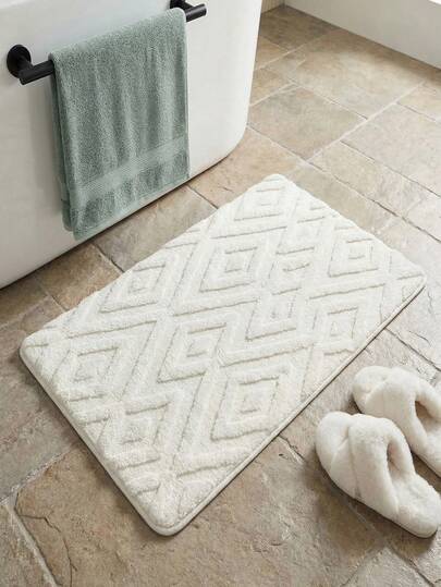 1片柔软吸水防滑浴室垫，适用于家居装饰、客厅、厨房、浴室、卧室，四季皆宜。