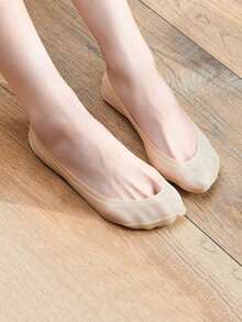 1/5/10 Pairs Women's Spring & Summer Solid Color Breathable Ice Silk Short Socks, Ultra-Low Cut Invisible Non-Slip Thin Liner Socks - Multicolor - View 20